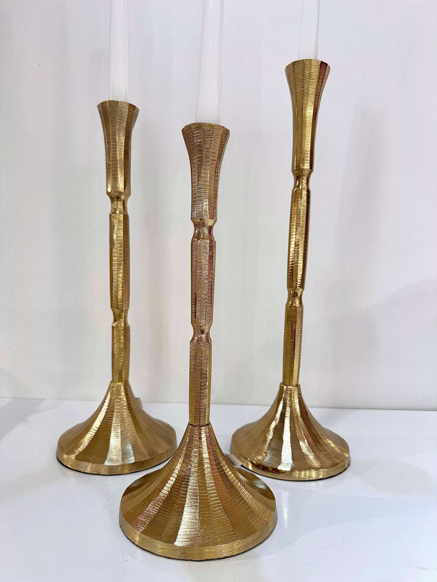 Gold Texture 16" Candle Holder