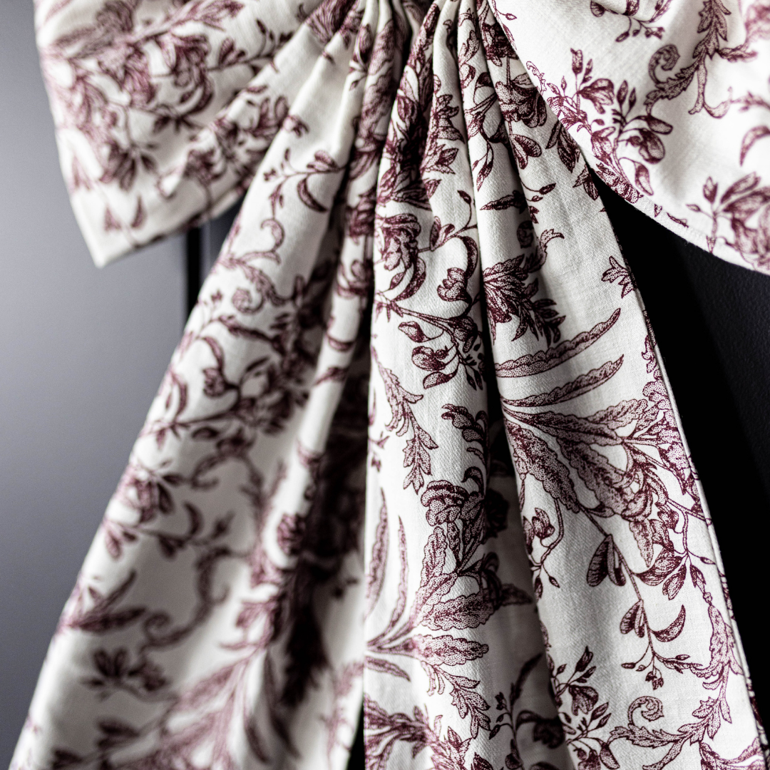Bows Star Toile Burgundy Fabric