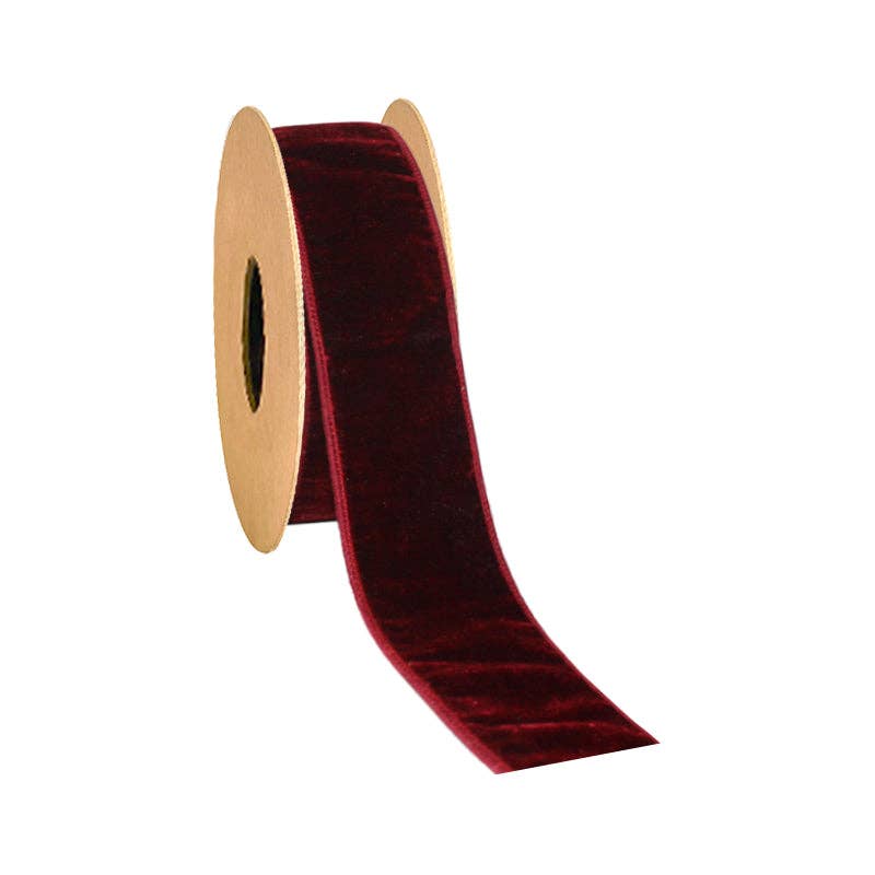 2 1/2" Wired Premium Velvet Ribbon w/ Tissue Back | Burgundy | 10 Yard Roll