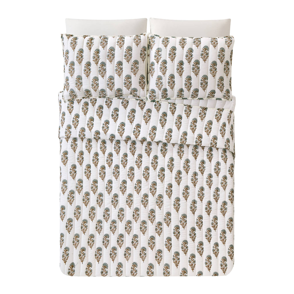 BLOCK PRINT MUGHAL FLOWER QUILT - Laurel & Mayfair