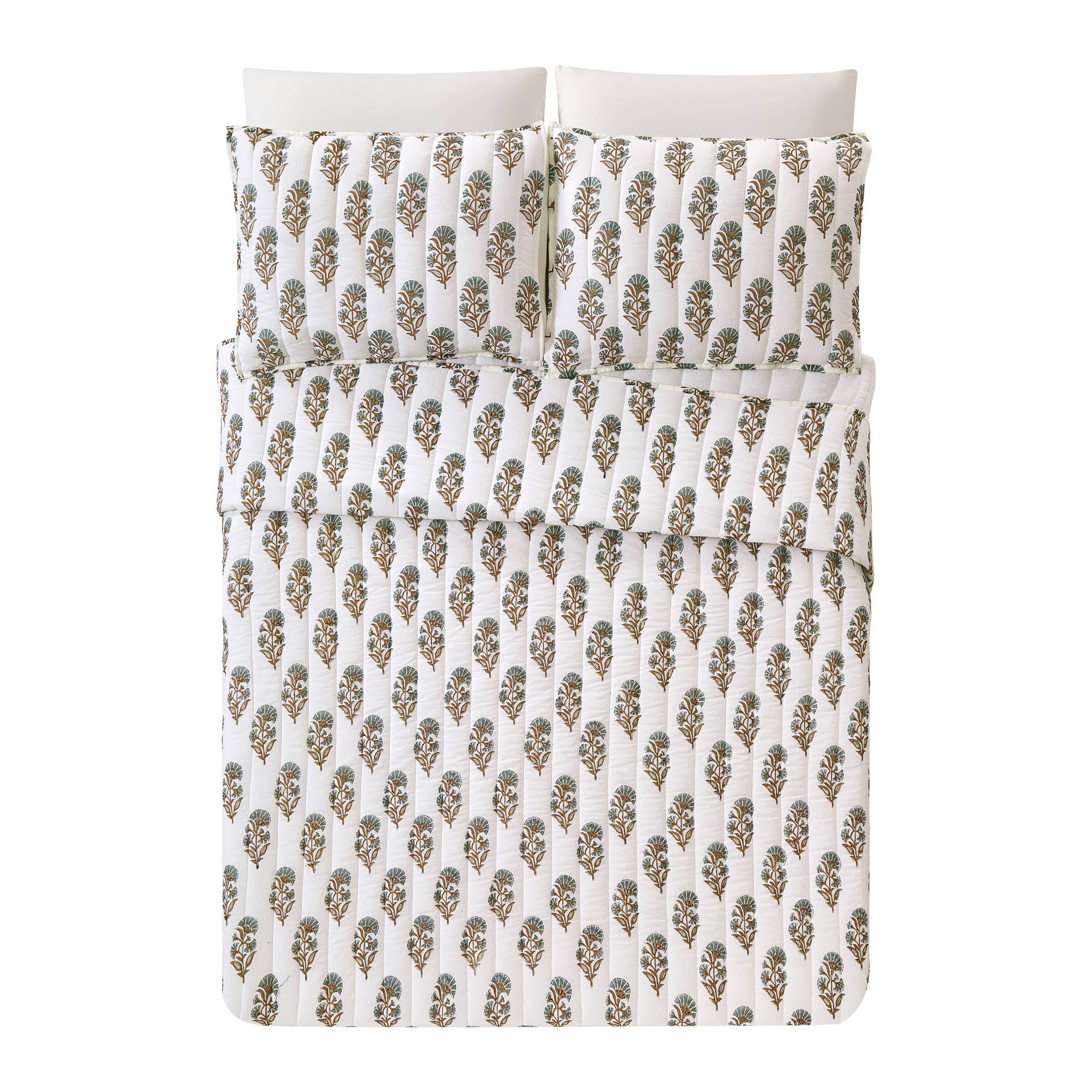 BLOCK PRINT MUGHAL FLOWER QUILT - Laurel & Mayfair