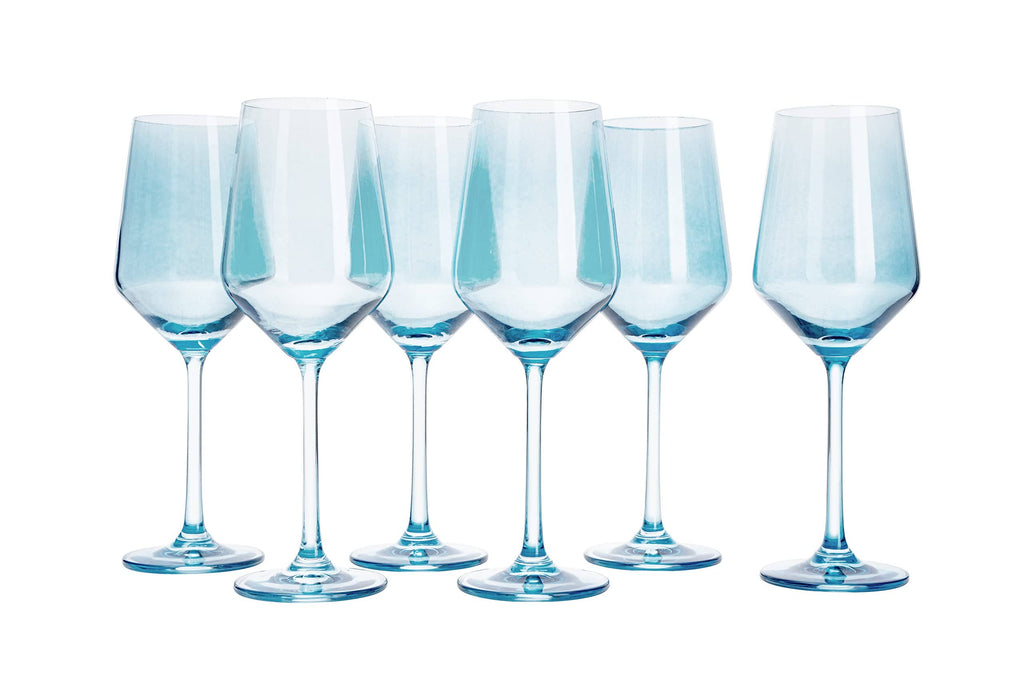 Tall Stemmed Colored Wine Glasses | Set of 6 | Cobalt Blue