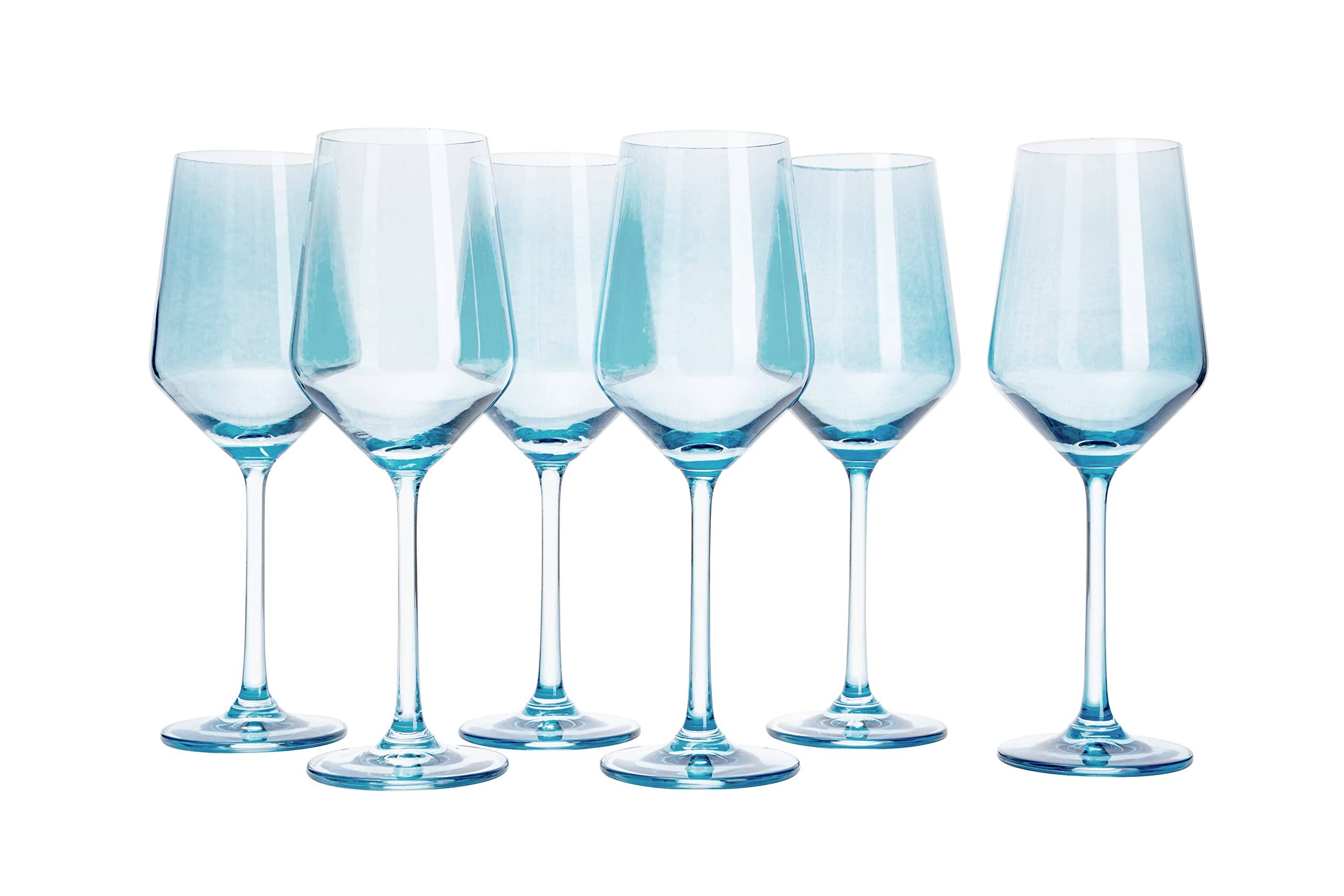 Tall Stemmed Colored Wine Glasses | Set of 6 | Cobalt Blue