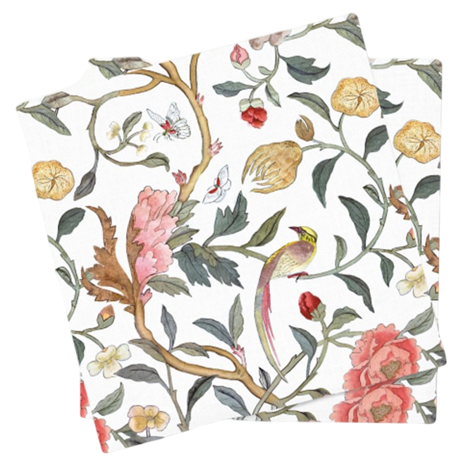 6LLN-WM Stonewashed Linen Print Napkins - Birdsong