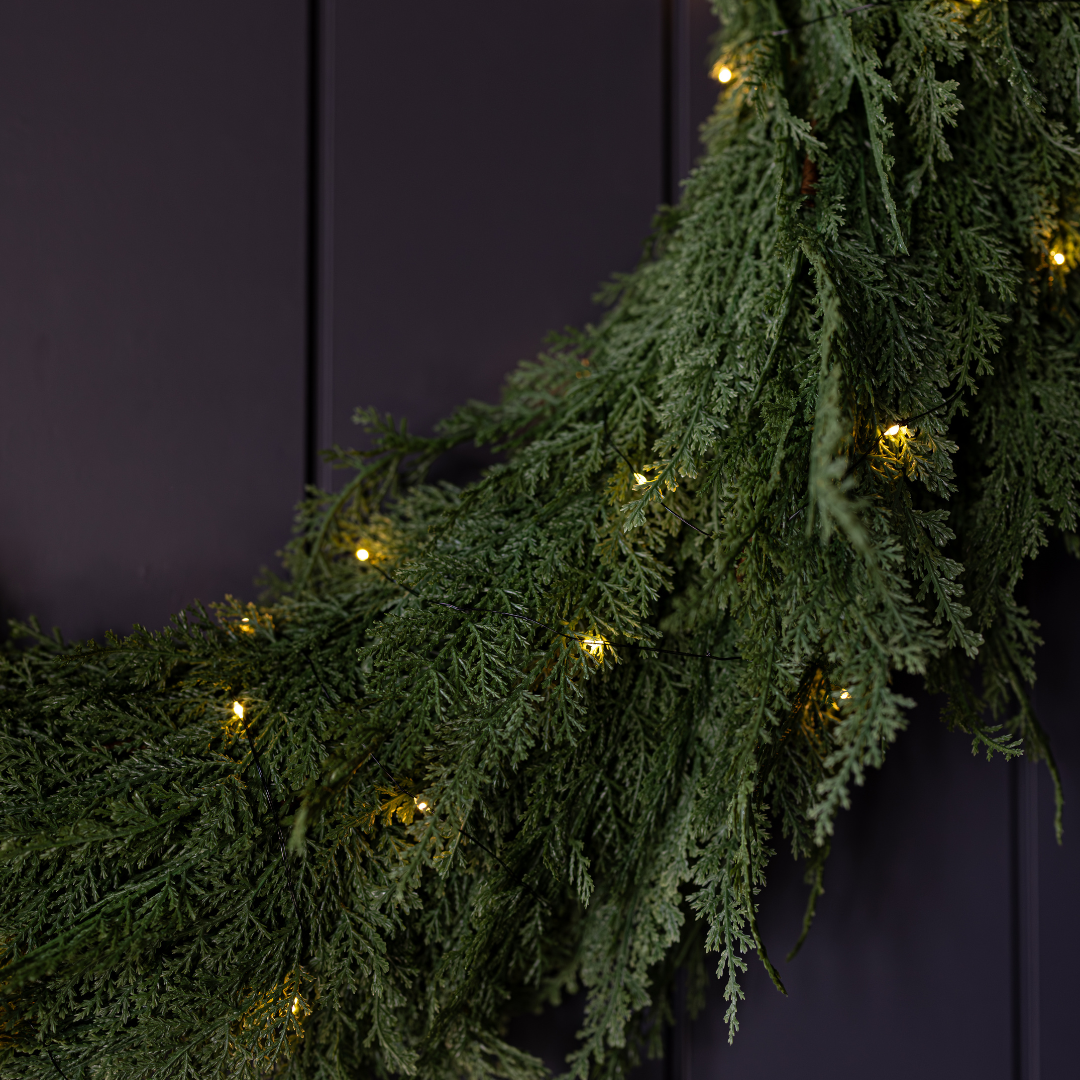 Cypress Leaf Full Real Touch Garland - 15 Ft