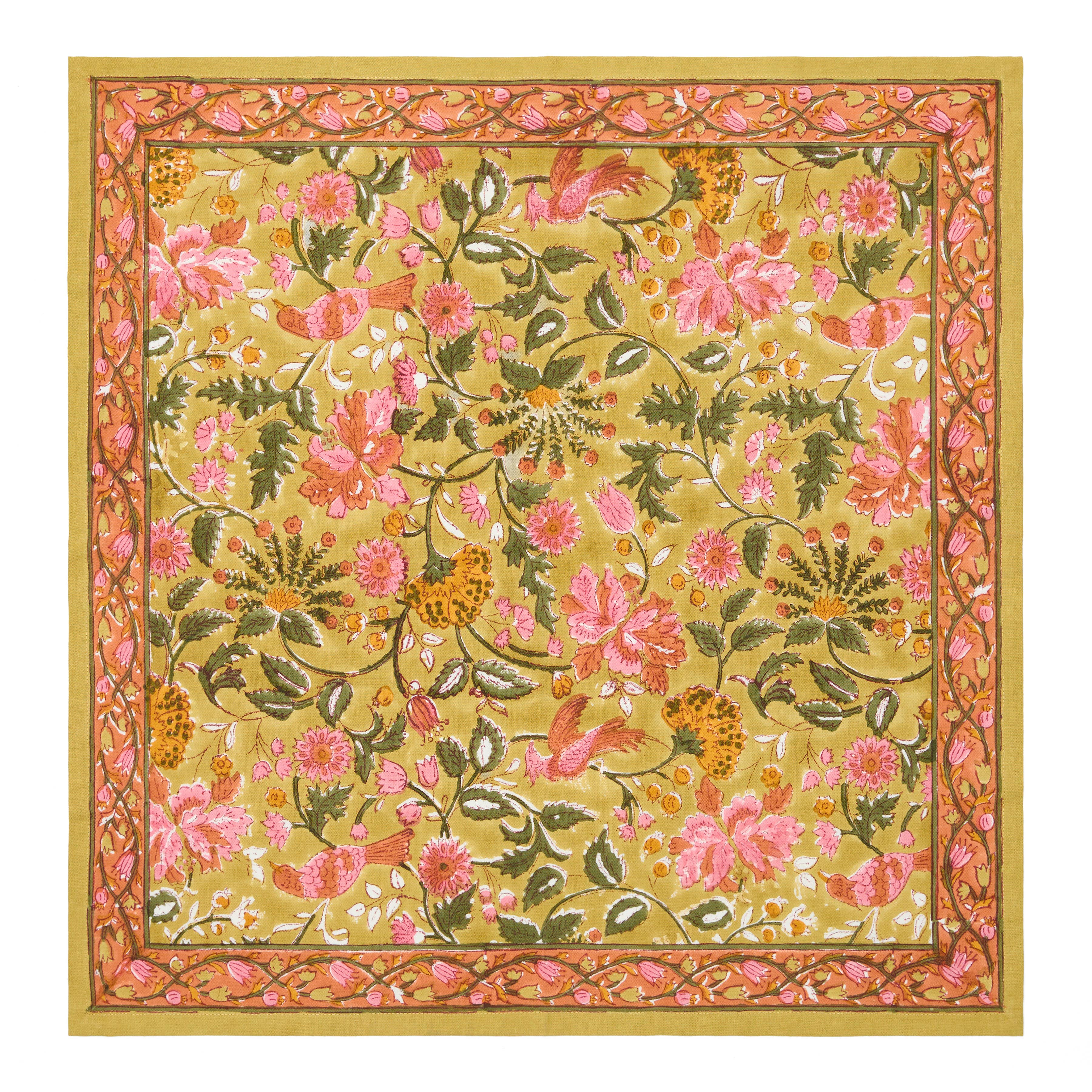 Damaris Pink & Mustard Napkins - Set of 4