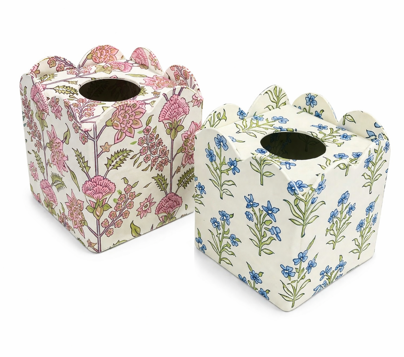 Handprinted Tissue Box - Pink City Courtyard