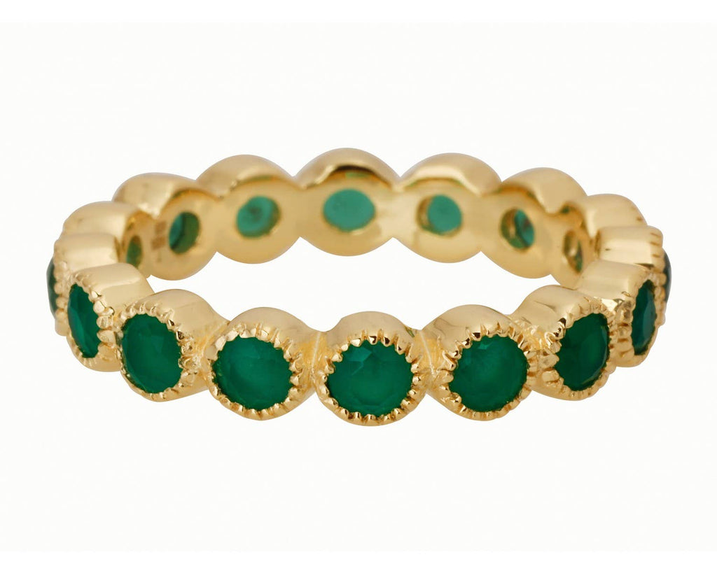 Gold Over 925 Sterling Silver Green Onyx Band Ring Jewelry