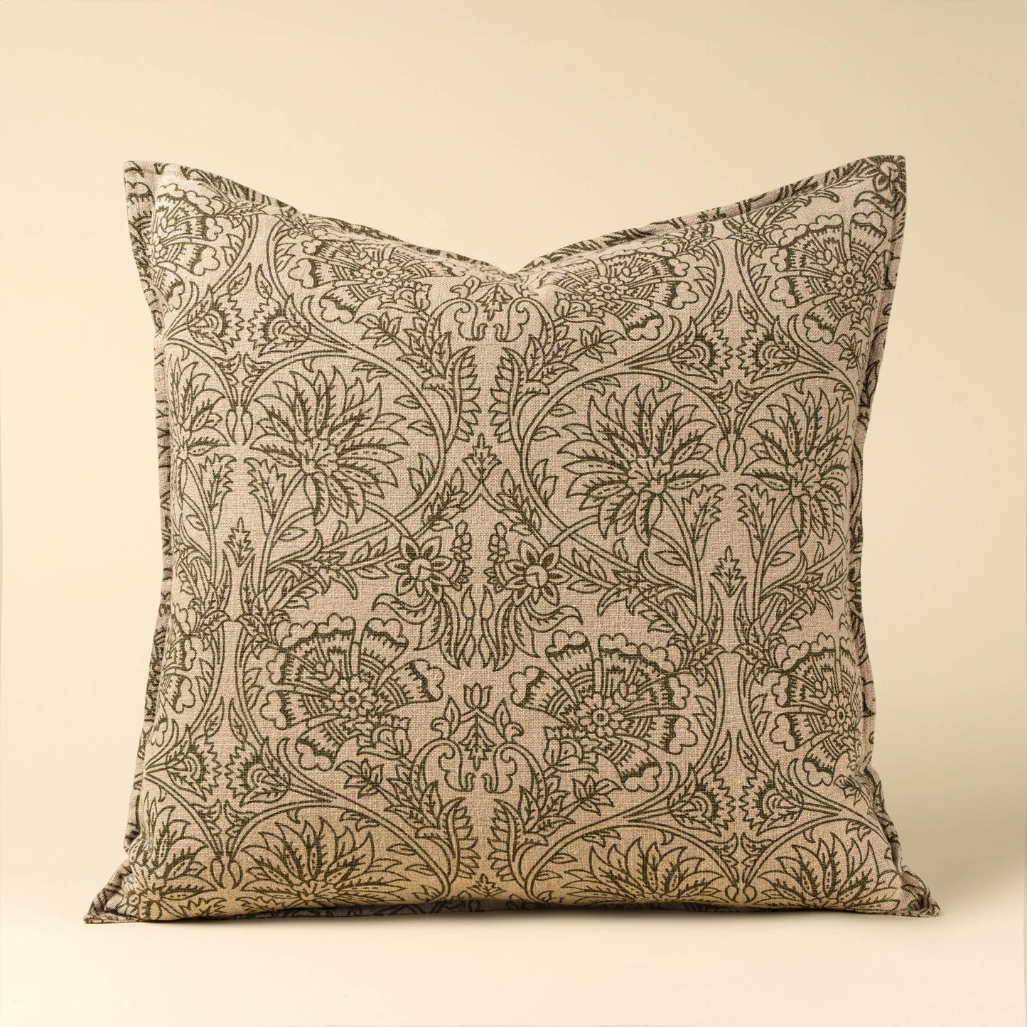 24x24 Floria Linen Pillow, Green