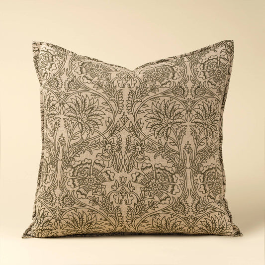 24x24 Floria Linen Pillow, Green