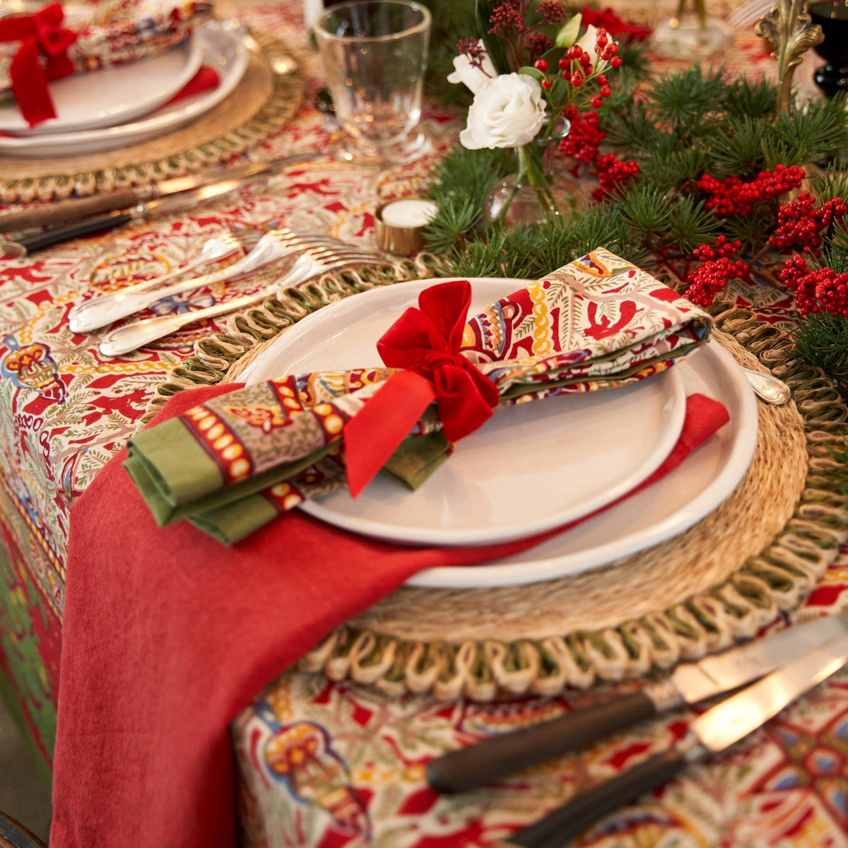 Noel Red & Green | French Tablecloths