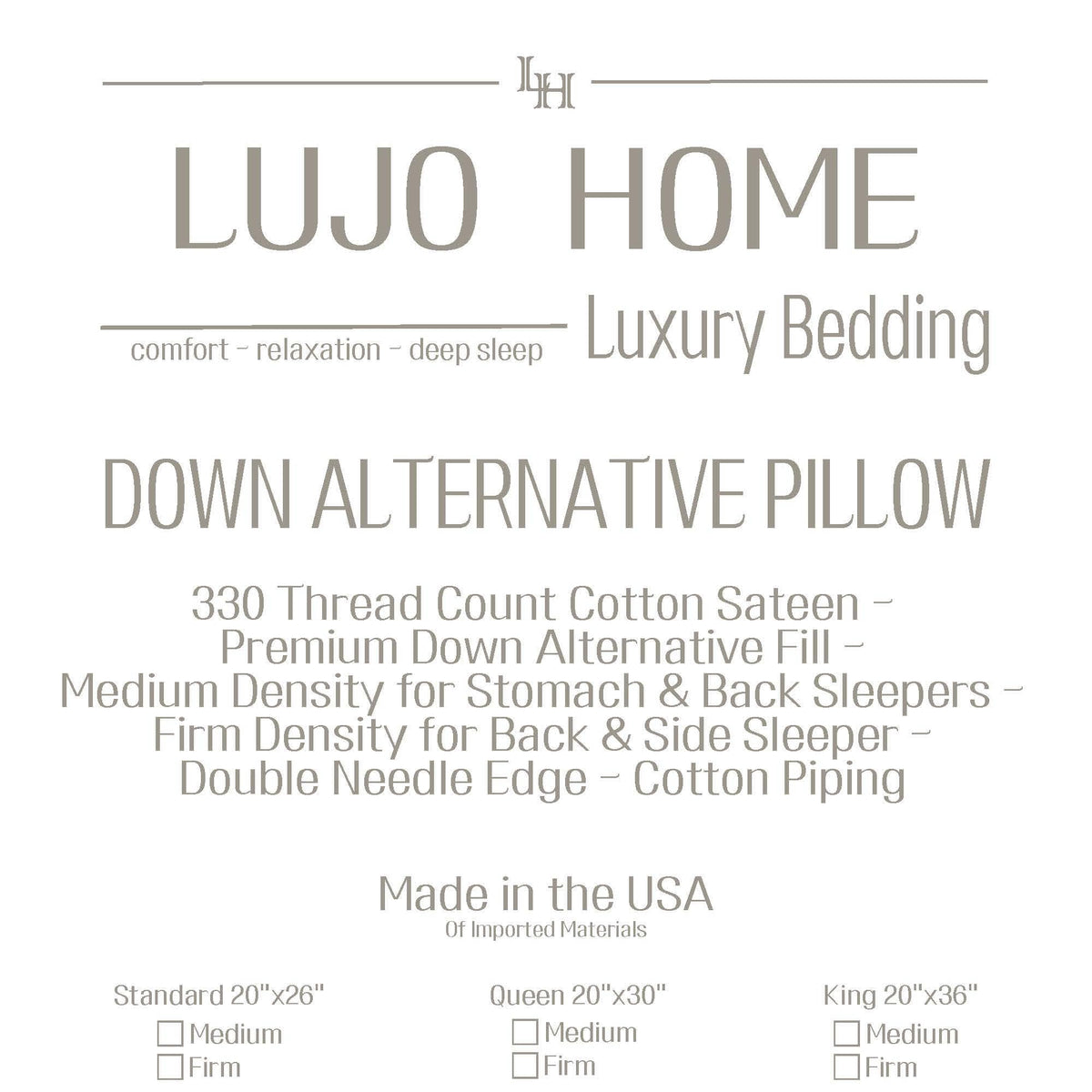 Luxury Down Alternative Pillow – Medium Density
