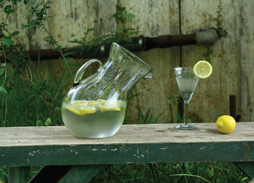LARGE GLASS TILTED PITCHER