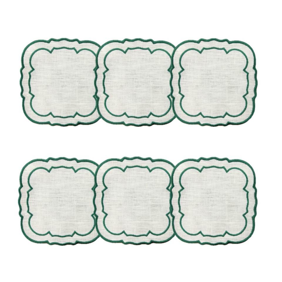 White w&amp;#x2f;Green - Boxed Set of 6