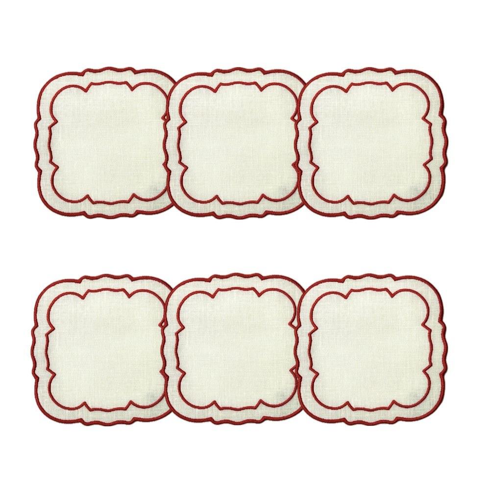 White w&amp;#x2f;Red - Boxed Set of 6