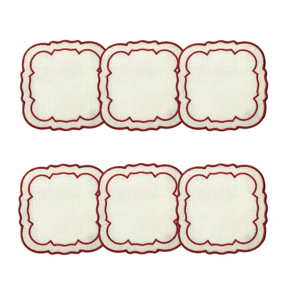 White w&amp;#x2f;Red - Boxed Set of 6