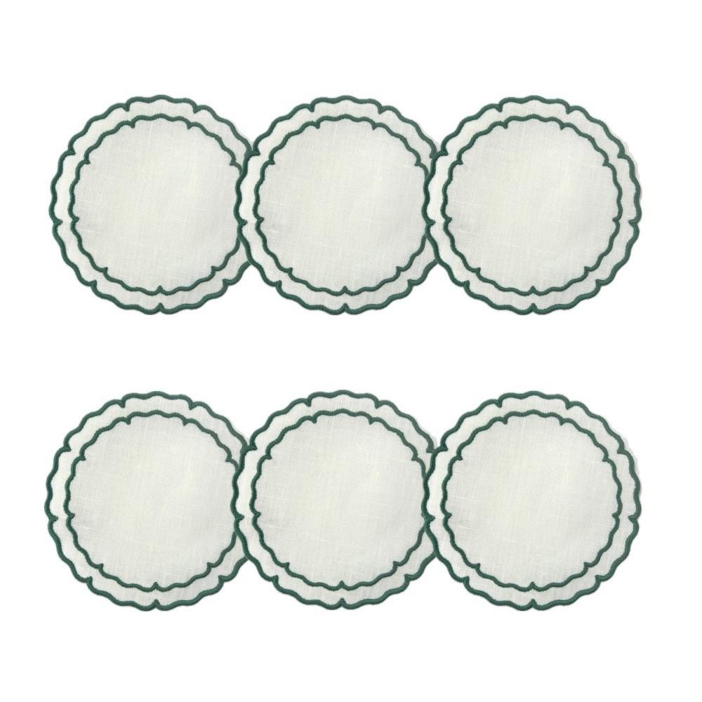 White with Green - Boxed Set of 6