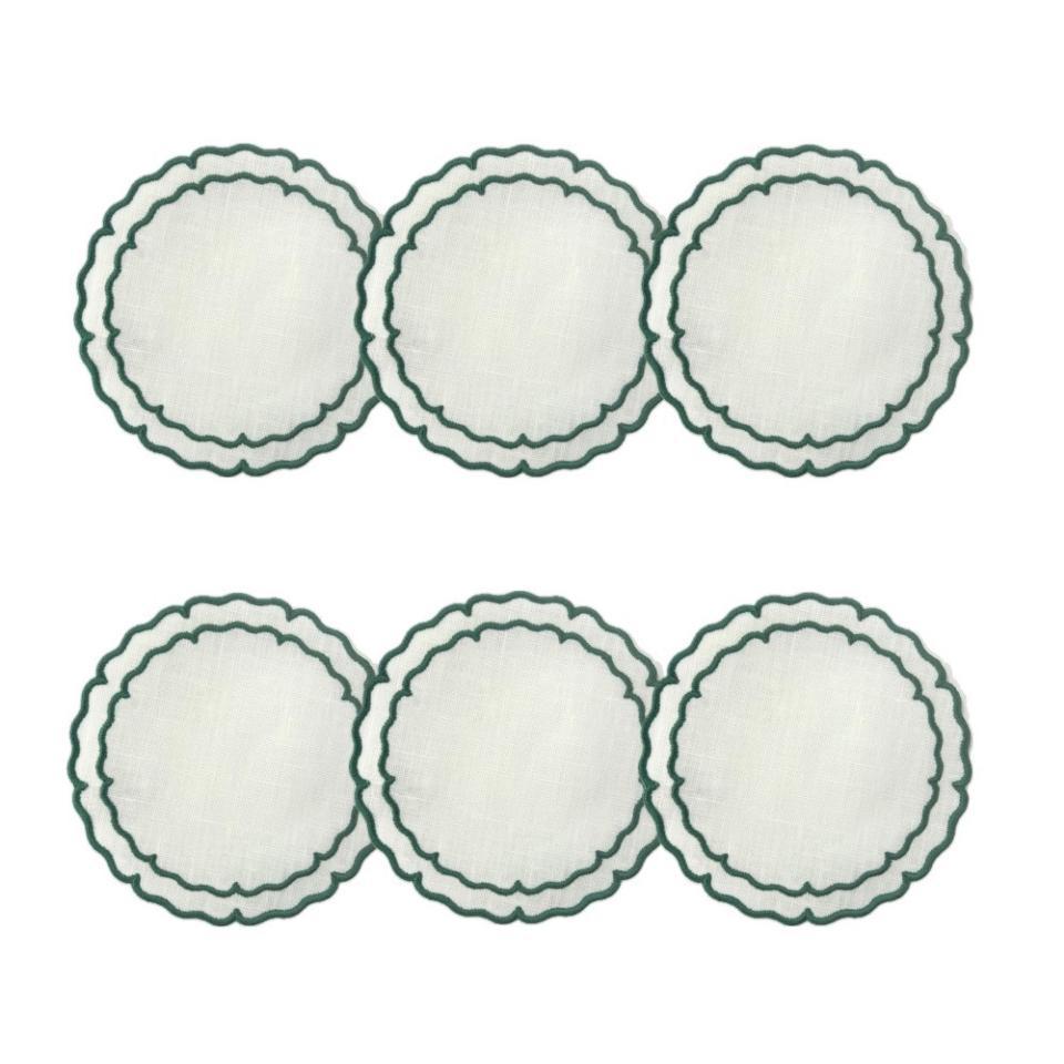 White with Green - Boxed Set of 6