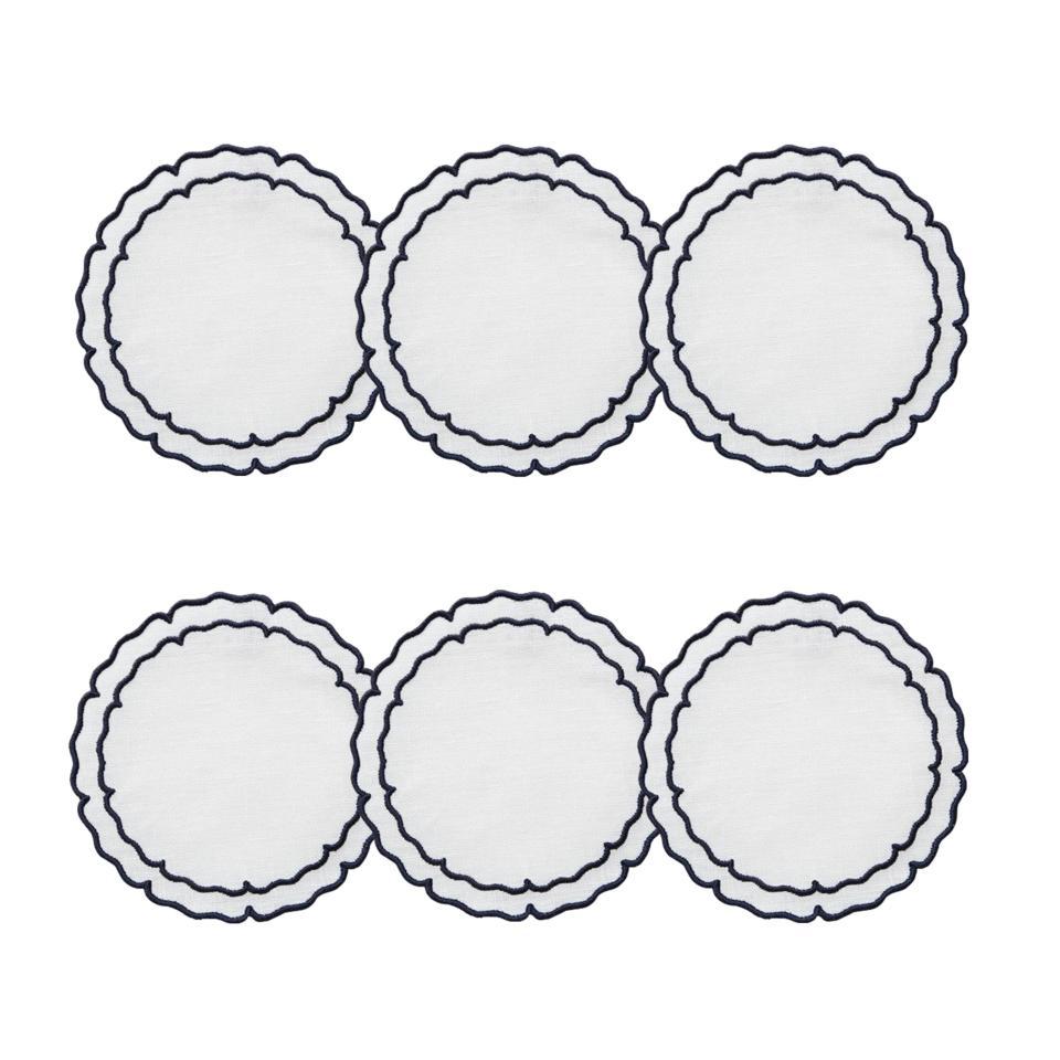 White with Navy - Boxed Set of 6