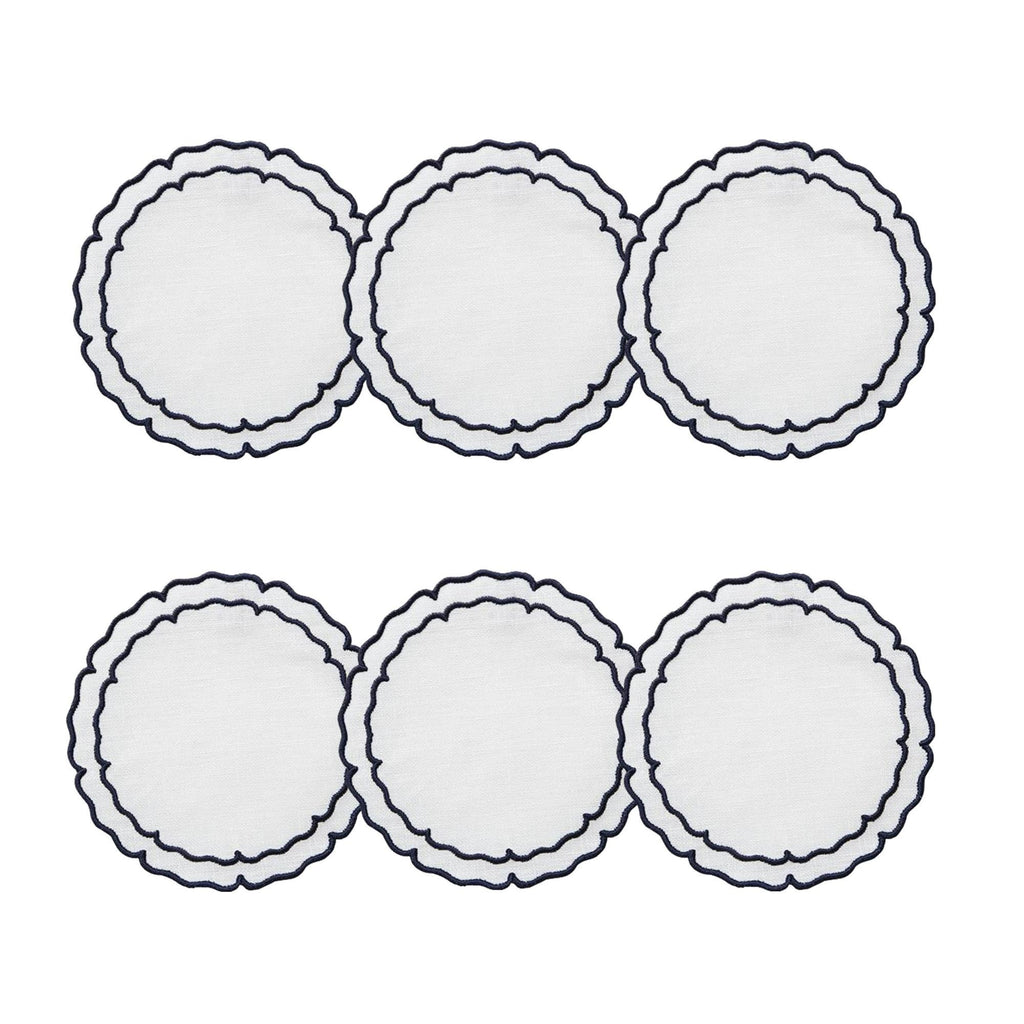 White with Navy - Boxed Set of 6