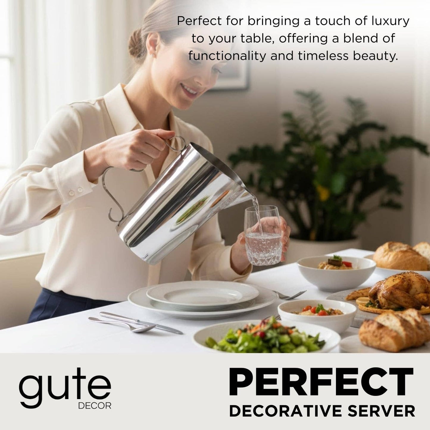 Stainless Steel Swirl Pitcher – Polished Mirror Finish