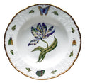 Yellow, Green, Purple, & Blue Tulip Rim Soup Plate