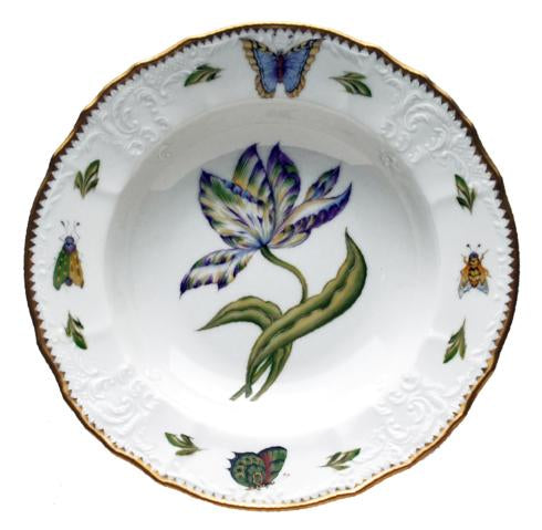 Yellow, Green, Purple, & Blue Tulip Rim Soup Plate