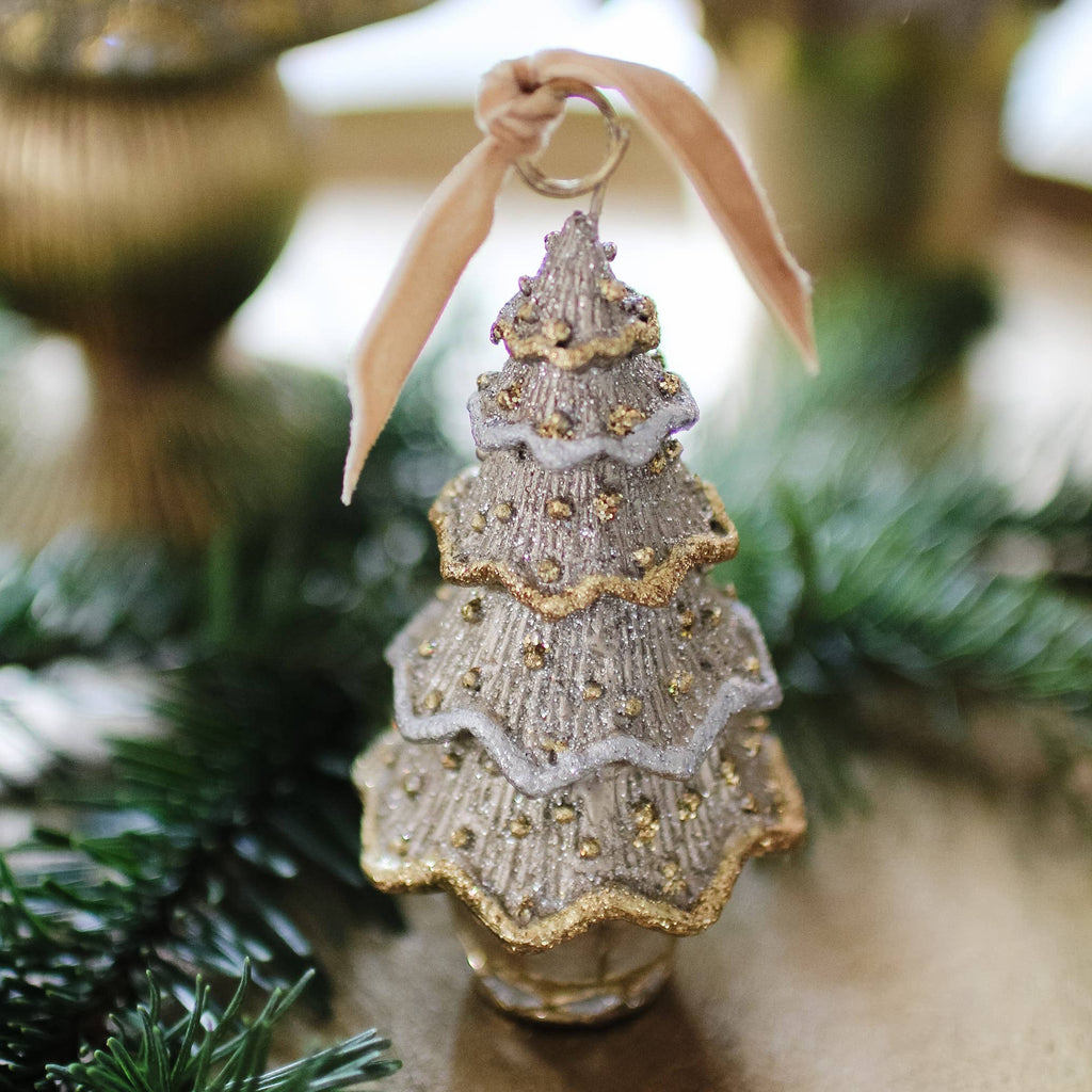 4.5" Layered Beaded Tree Place Card Holder (Dark Champagne)