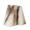 Onyx Marble Wedge Bookend Solid Stone Pair Decor