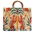 Silk Velvet Ikat Large Tote Bag with Bamboo Handle