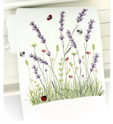 Embroidered Tea Towel - Lavender Field