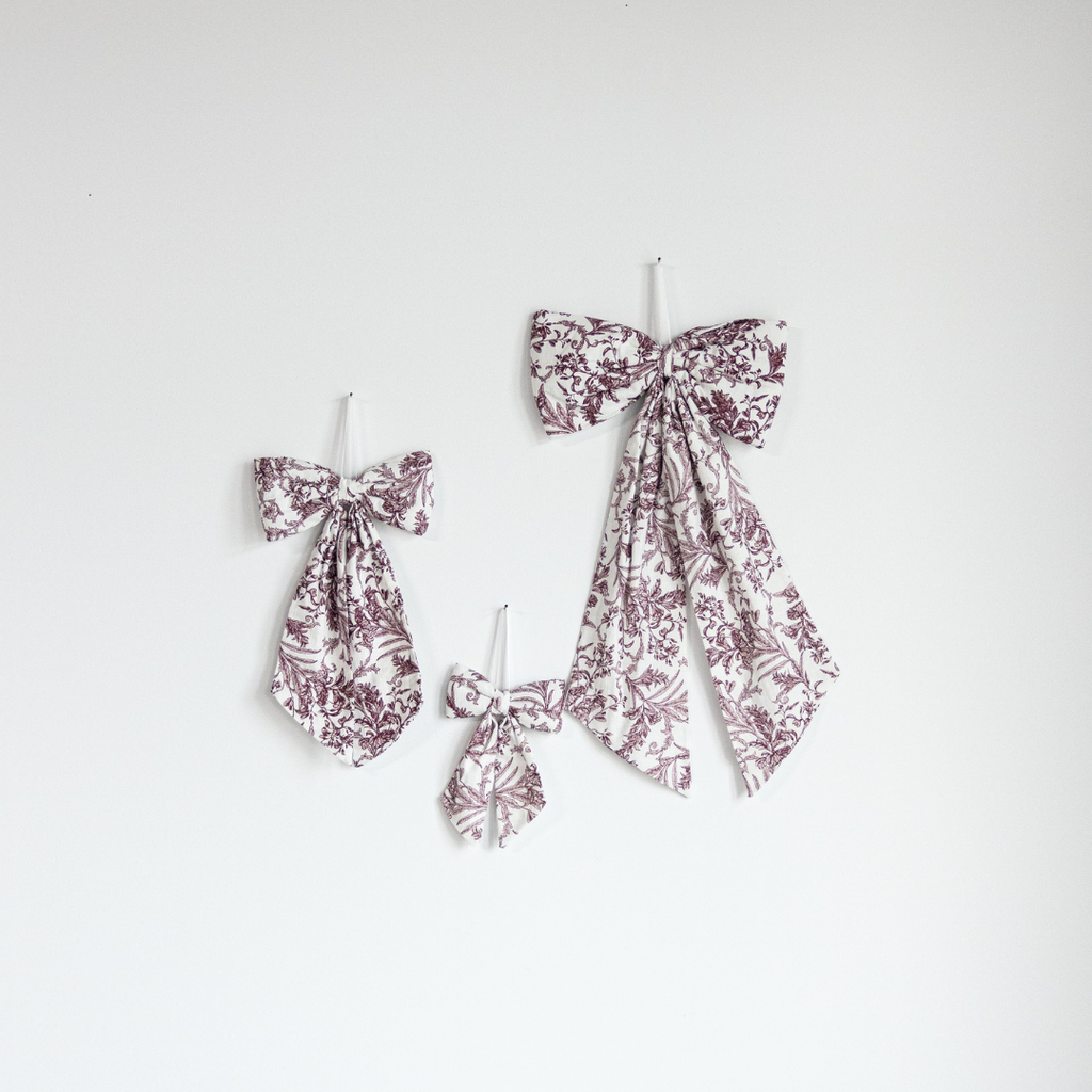 Bows Star Toile Burgundy Fabric