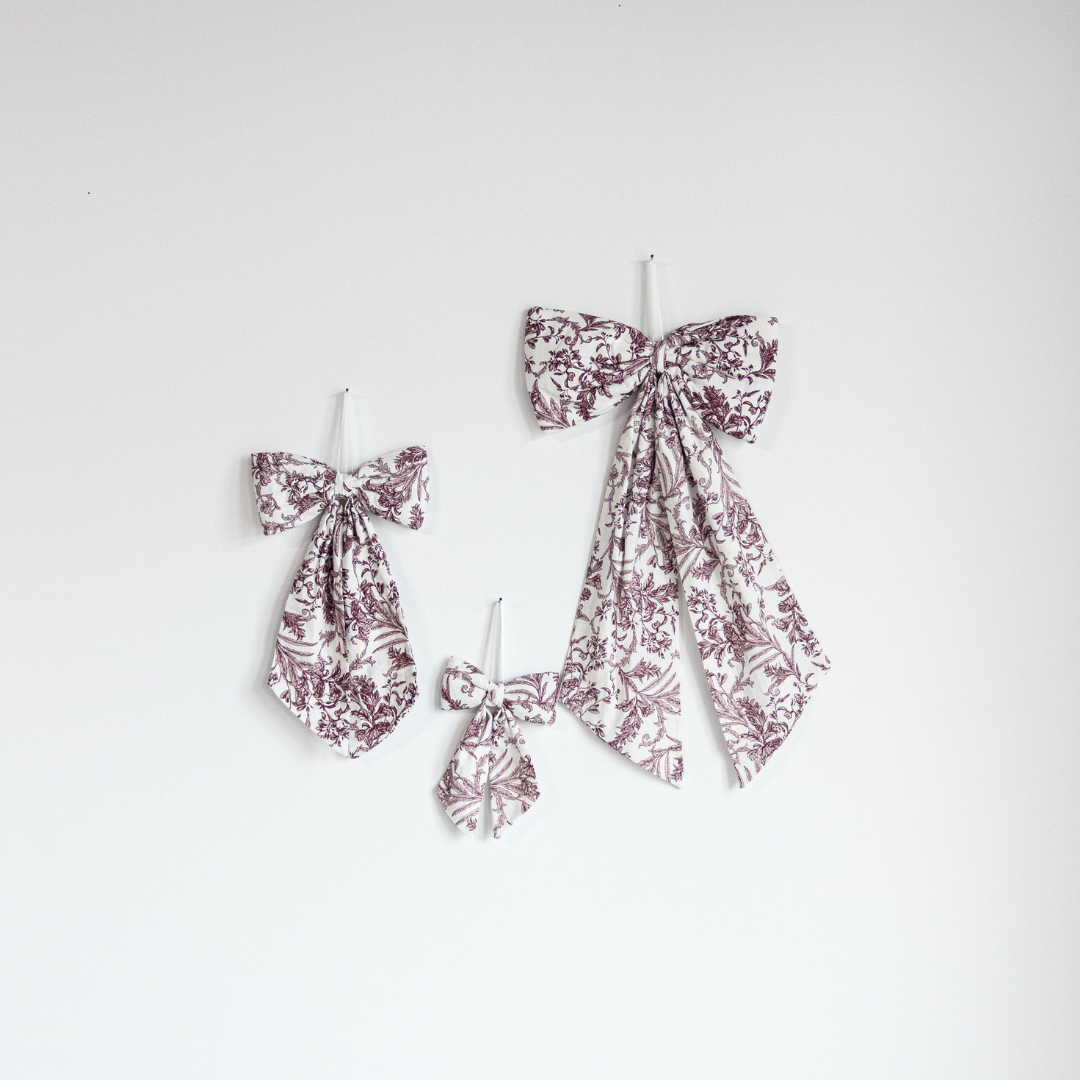 Bows Star Toile Burgundy Fabric