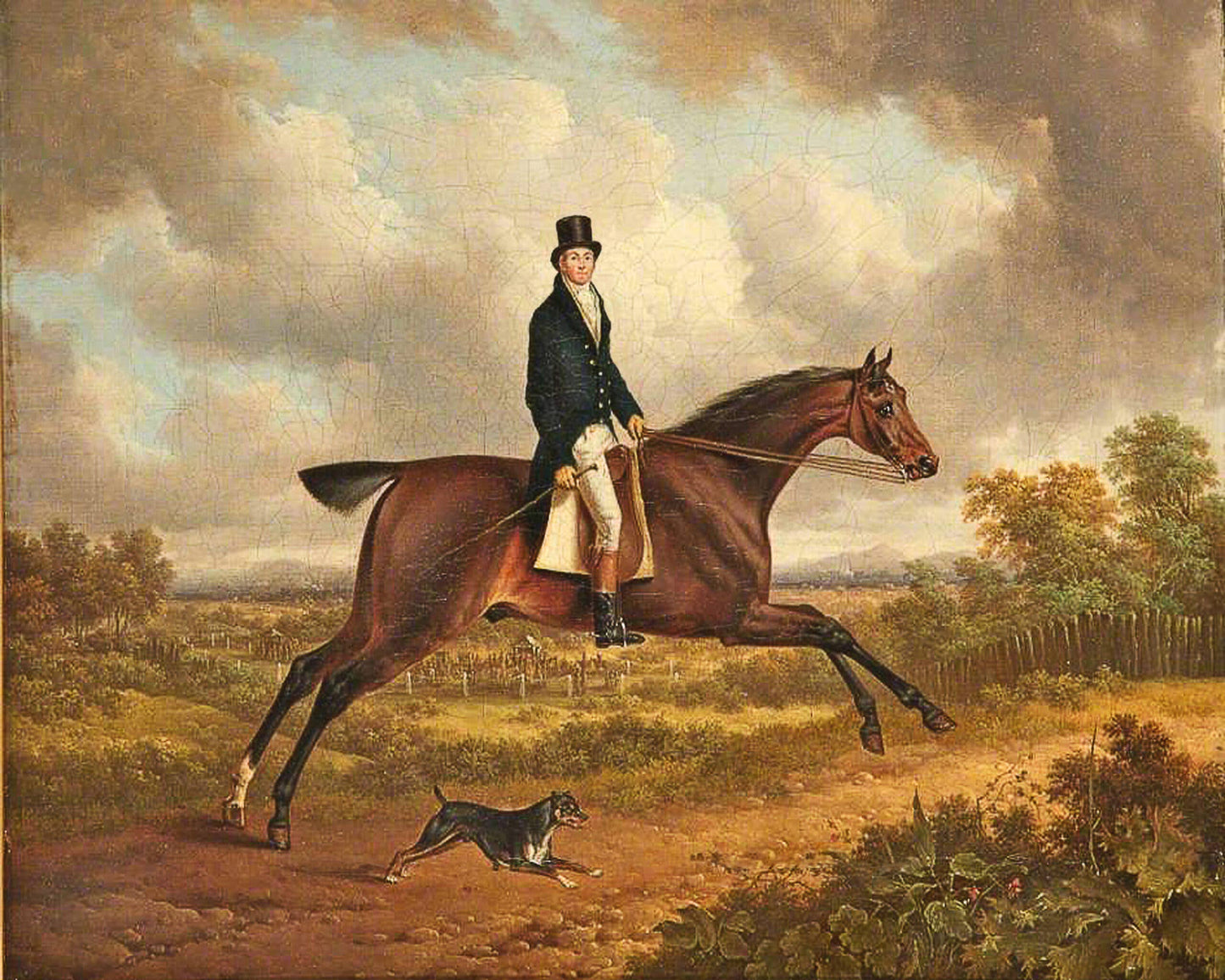 Down the Path Equestrian Fox Hunt Scene  Painting Print
