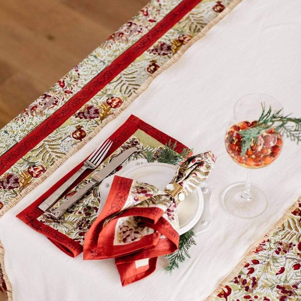 Winter Garden Red & Green | French Tablecloths