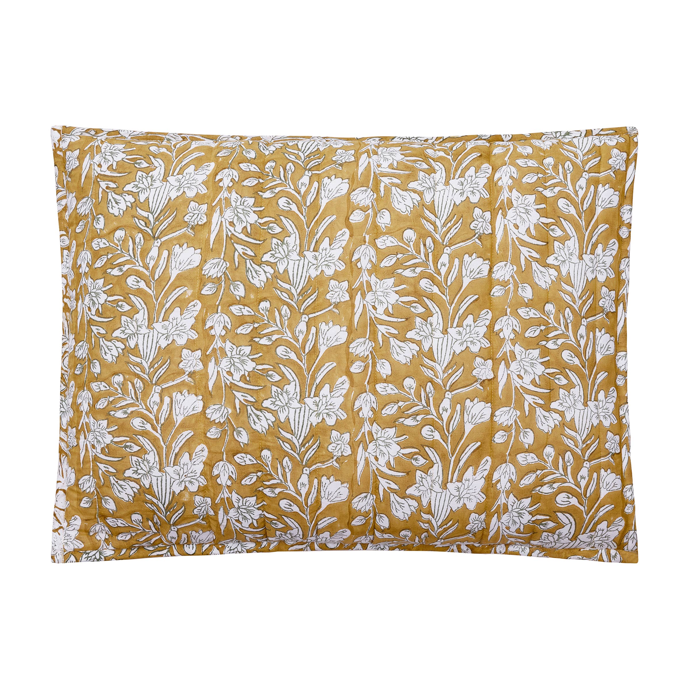 BLOCK PRINT SKETCHED FLORAL QUILT - Laurel & Mayfair