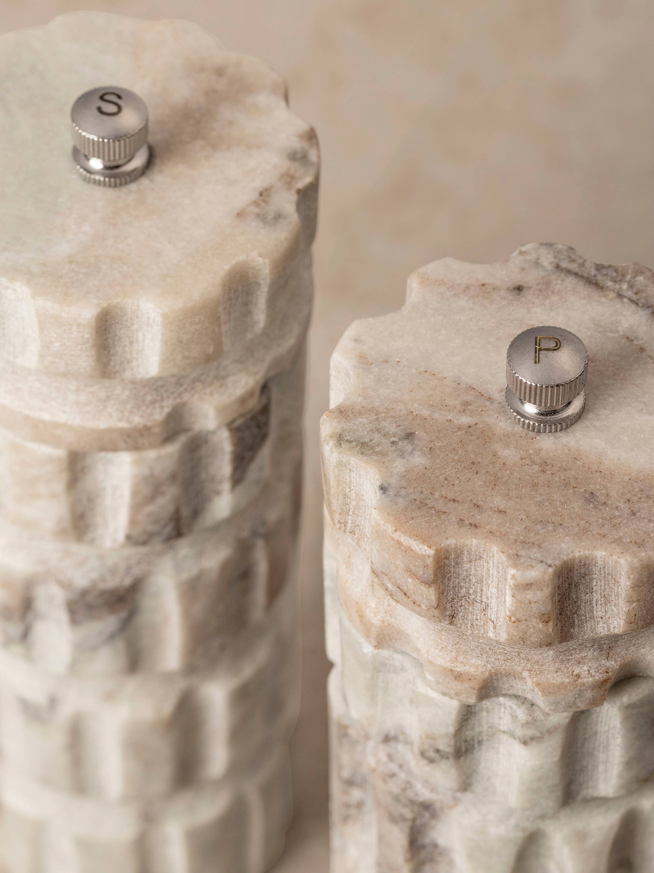 Beatrix Sculpted Marble Salt & Pepper Mills