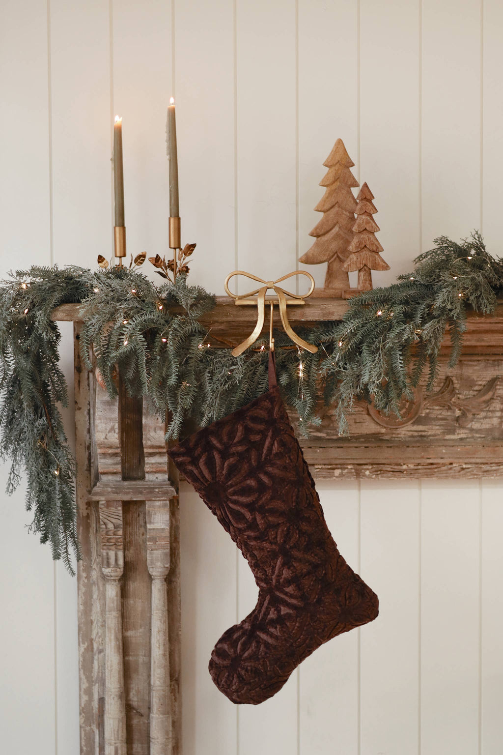 Velvet Cutwork Stocking, Sangria