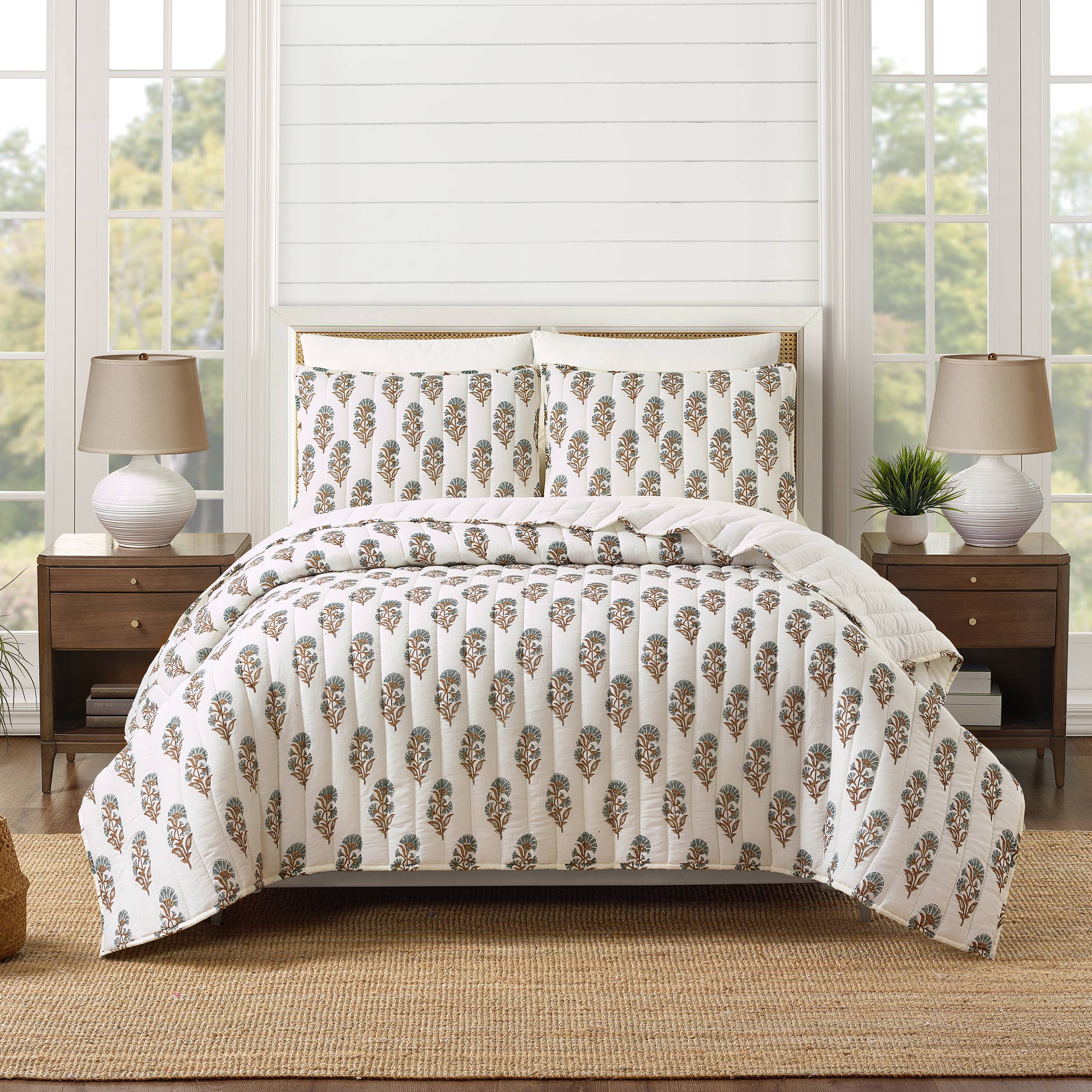 BLOCK PRINT MUGHAL FLOWER QUILT - Laurel & Mayfair