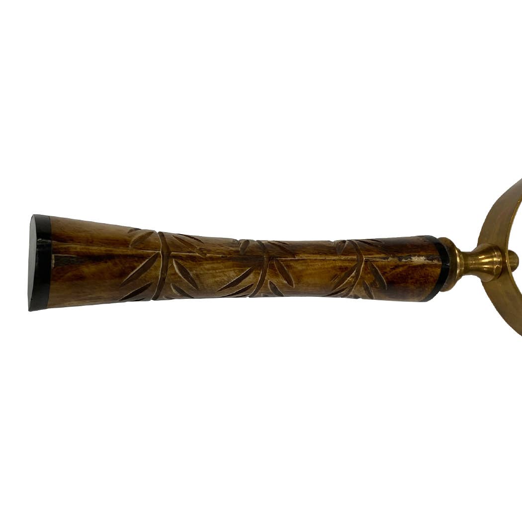 Rectangular Antiqued Brass Magnifier, Horn Handle, 10-1/2"
