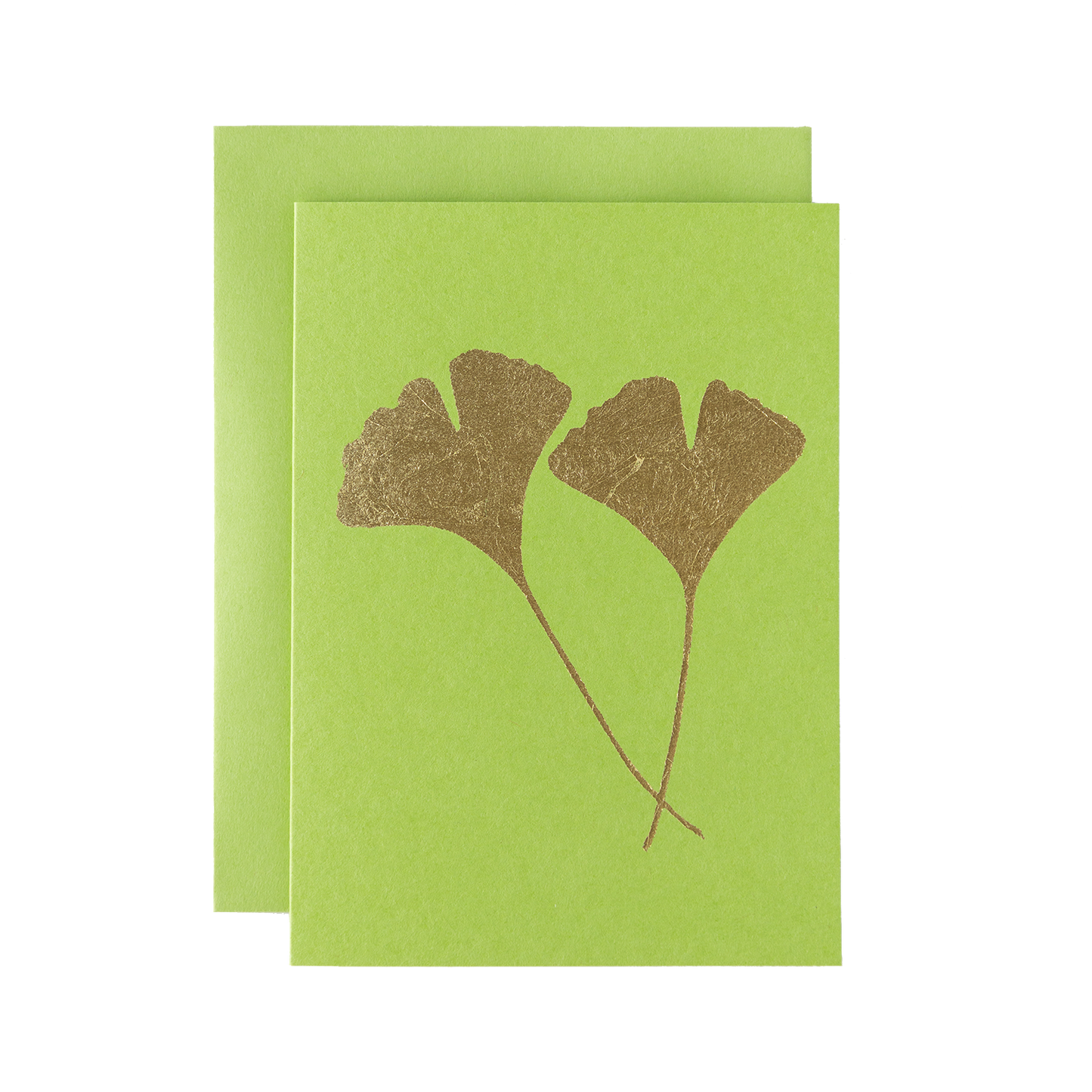 Lime Green Ginkgo Leaves Card