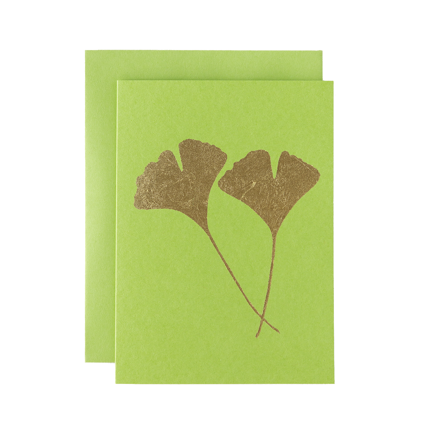 Lime Green Ginkgo Leaves Card
