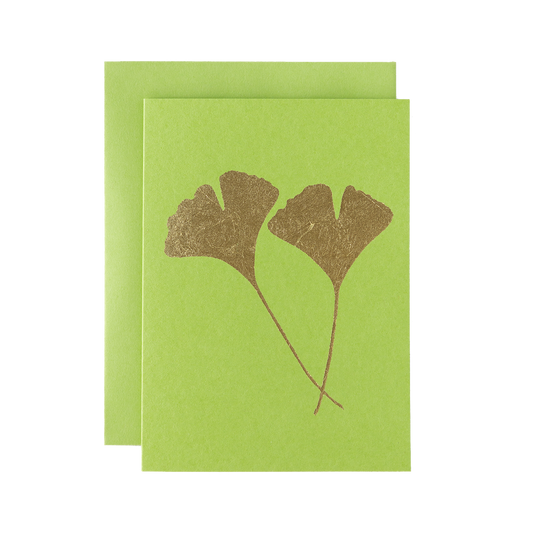 Lime Green Ginkgo Leaves Card