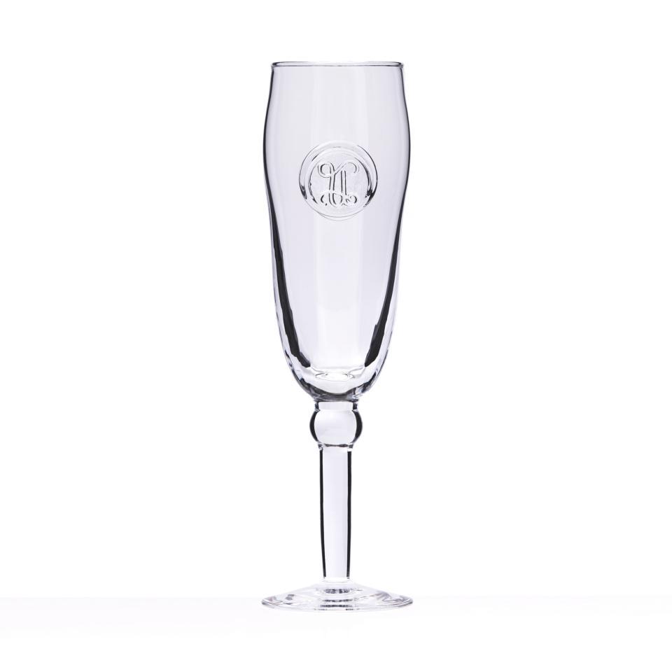 Champagne Flute -Hand Stamped Initial
