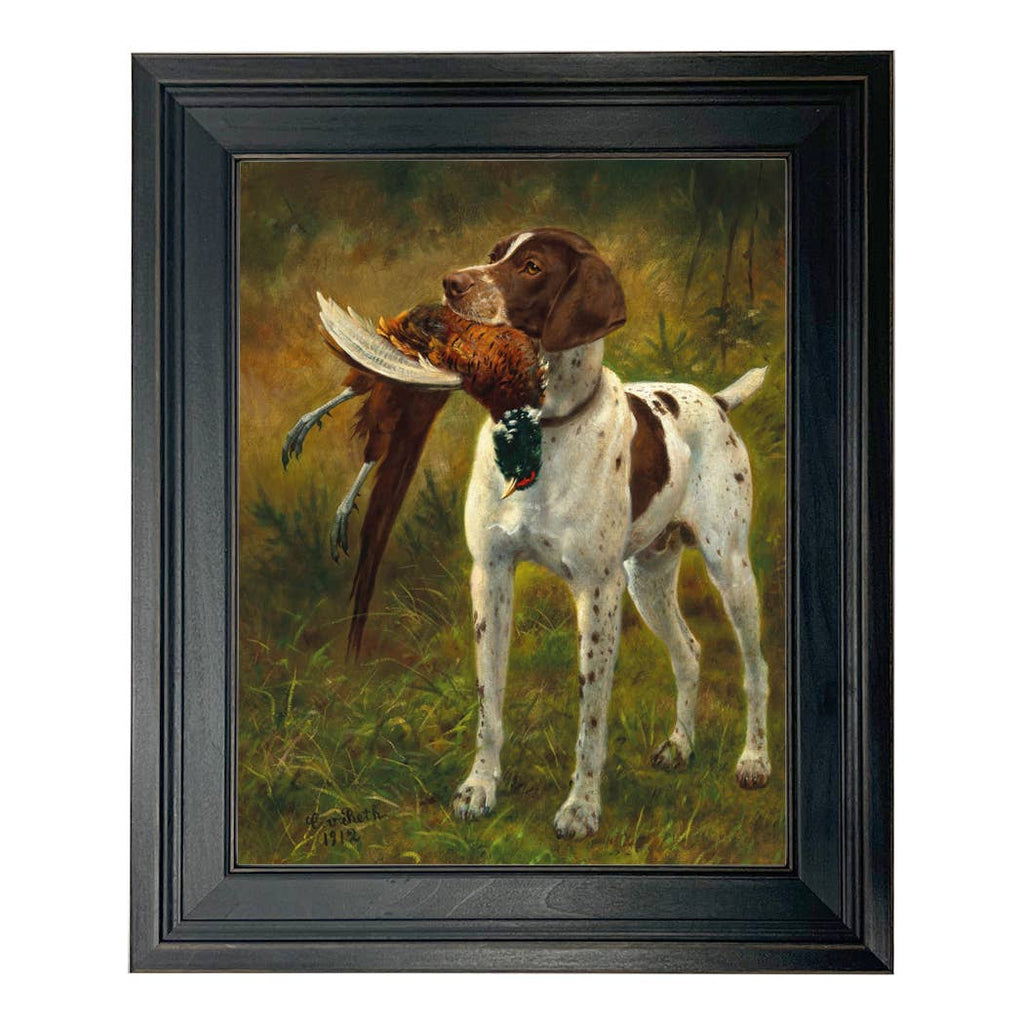 English Pointer with Pheasant Painting Print on Canvas