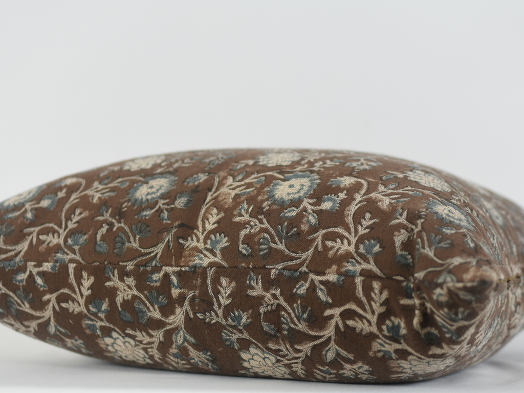 Tisca Pillow - Brown Block Printed Linen Pillow