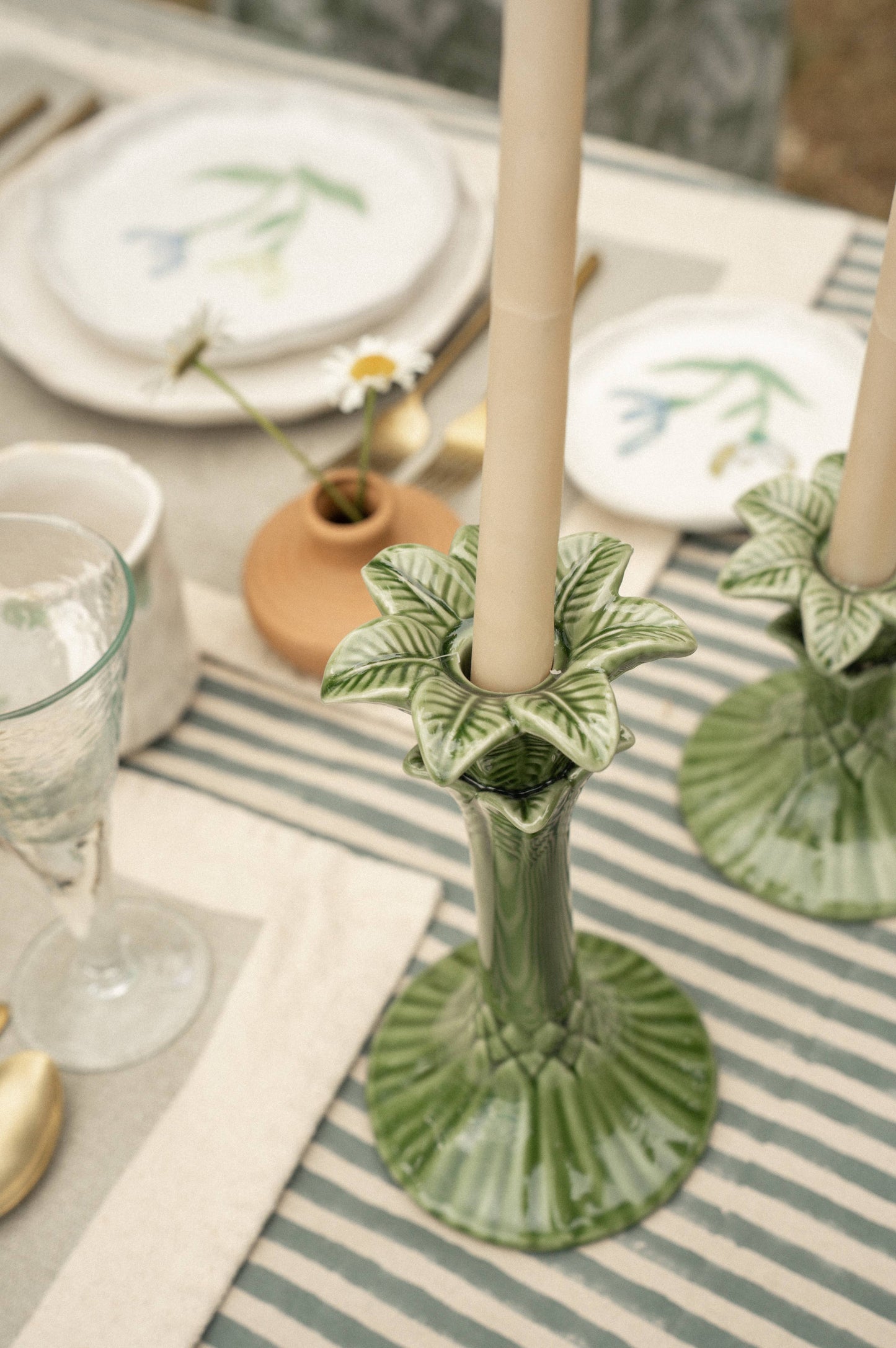 Palm Tree Candle Holder L, Green