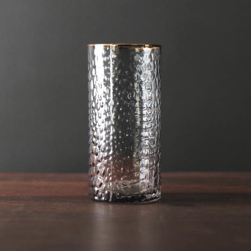 Croc Highball with Gold Rim Set of 4 (Smoke Grey)