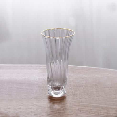 Audrey Stemless Flute with Gold Rim Set of 4 (Clear and Gold)
