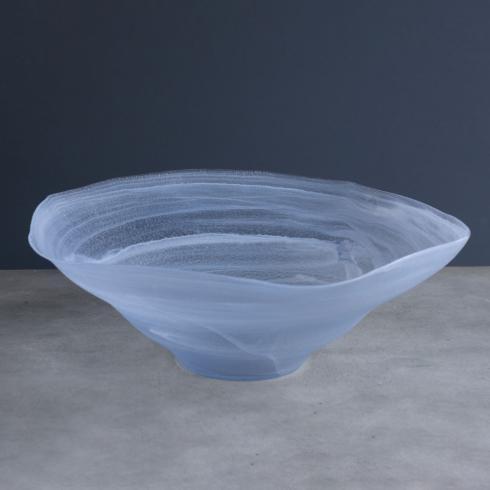 Alabaster Wave Extra Large Bowl (Clear and Blue)
